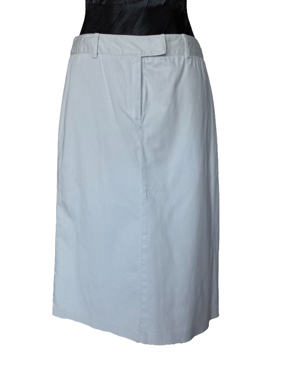 ✨ SISLEY Italy Off-White Cotton Stretch Midi Pencil Skirt Size 42 / US 6
